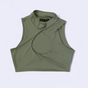 Shein green key hole neck